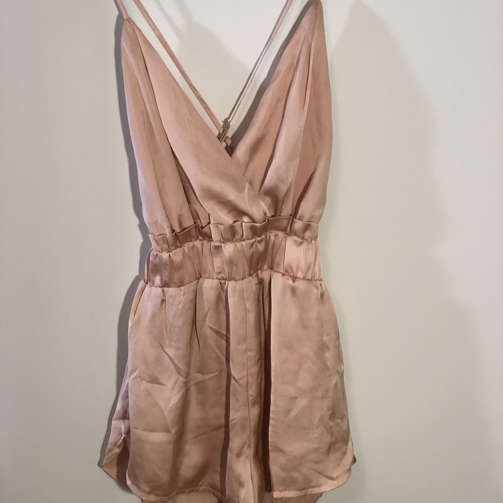 Satin spaghetti strap romper